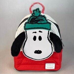 Loungefly Peanuts Snoopy Puffer Winter Mini Backpack Winter Holiday Bag NWT